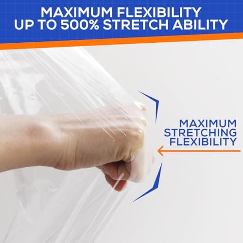 Rainberg Strong Heavy-Duty Stretch Film for Pallet Wrapping, Packaging, and Moving for Furniture, Luggage, and Parcels, Water & Moisture Proof Pallet Stretch Shrink Wrap rolls 400mm x 250m (Clear, 2) — view 4