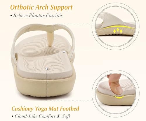 KuaiLu Womens Arch Support Flip Flops Yoga Mat Cushioned Orthopedic Sandals — view 5