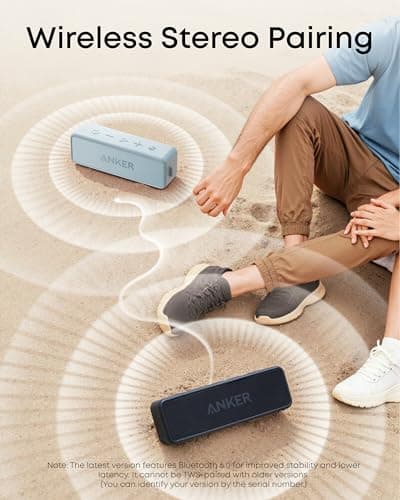 Anker Soundcore 2 Portable Bluetooth Speaker with 12W Stereo Sound, BassUp, IPX7 Waterproof, 24-Hour Playtime, Wireless Stereo Pairing, Speaker for Home, Outdoors, Travel (Baby Blue) — view 4