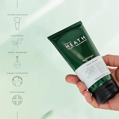 Heath Men’s Face Wash 150ml, Oil Control, Daily Exfoliating Cleanser, Detoxify, Refresh and Protect Your Skin, Volcanic Black Sand and Bamboo Charcoal, Gift For Him, Travel Size, Vegan Friendly — view 4