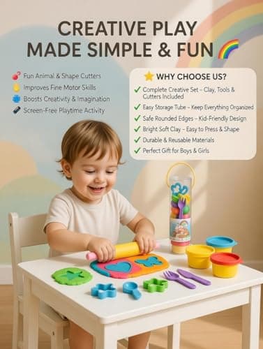 Clayo-Play Dough Tools Set for Kids – 13PCS Playdough Accessories Kit with Roller, Cutters & Molds – Toddler Clay Modeling Tools for Preschool Sensory Play, Arts & Crafts Toy for Boys & Girls — view 6