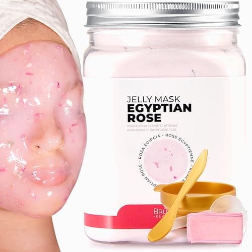 BRÜUN Peel-Off Egyptian Rose Jelly Mask for Face Care – A 23 fl oz Rubber Mask Jar for 30 to 35 Treatments – A Skin Care Moisturizing Gel Mask of Spa Set for Men, Women and Adults