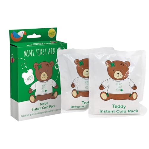 Mini First Aid Teddy Instant Cold Ice Pack - No Freezer Needed, Travel-Friendly Cooling Relief for Kids & Adults, Family First Aid Kit Essential, Pack of 2