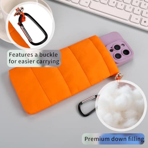 Lyreh Thermal Phone Case with Carabiner, Universal Cellphone Pouch (Orange) — view 4