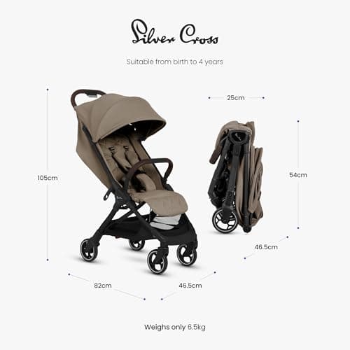 Silver Cross Clic 2 Compact Stroller & Travel Bag, Birth to 22kg, Cobble — view 5