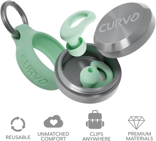 CURVD Everyday Earplugs + Case Clip Bundle, The Perfect earplug for Sleep, Travel, Noise Sensitivity/canceling + Case Clip Package Portable Waterproof Container & Silicone Sleeve for Ear Plugs(Mint) — view 5