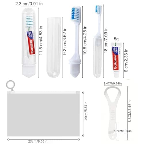 Travel Size Oral Kit - Includes Travel Kit Toothpaste and Toothbrush Small, Disposable Tounge Scrapers with Toothpicks and Pouch - Set of 3 - Portable Dental Hygiene Set for Flights, Camping, Gym — view 4