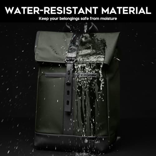 BANGE Roll Top Backpack Large Work Backpack for 15.6 inch Laptop Waterproof Anti-Theft Backpack Travelling Hiking Camping College School Daily fashion for men and women — view 3