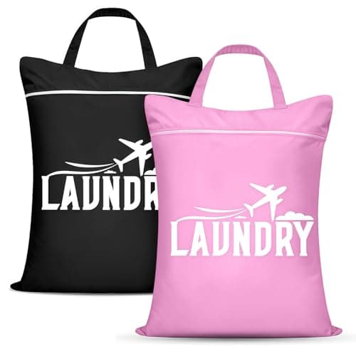 Travel laundry bag with Handle, 2Pcs Laundry Bags with Zips Waterproof Large Foldable Washable Dirty Clothes Bag, Wet Dry Bags for Swimming, Gym, Yoga, Workout, College Dorm