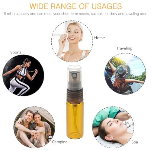 10 Pack Brown Glass Spray Bottle 5ml Refillable Empty Bottles — view 3