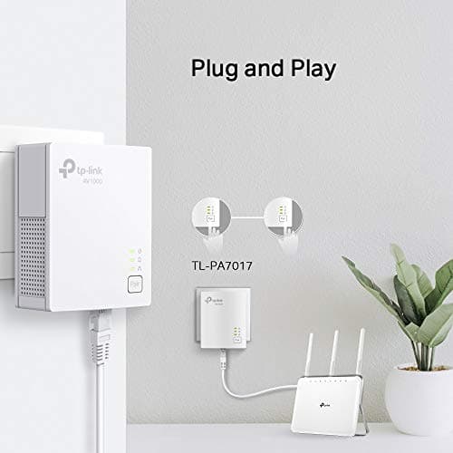 TP-Link TL-PA7017KIT 1-Port Gigabit Powerline Starter Kit, Powerline Network Adapters Data Transfer Speed up to 1000 Mbps, Ideal for HD/3D/4K Video Streaming & Online Gaming, No Configuration Required — view 3