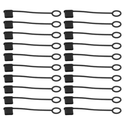 20pcs Black Silicone USB C Dust Cover with Hanging Loop for Tablets