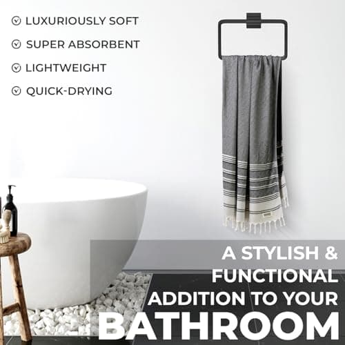 DEMMEX Organic Turkish Cotton Beach Bath Hammam Towel – Quick-Dry, Lightweight, Sand-Free Beach Towel & Blanket – Luxury Bathroom & Hammam Towel Peshtemal, OEKO-TEX Certified, 180x90cm, Denim Blue — view 5