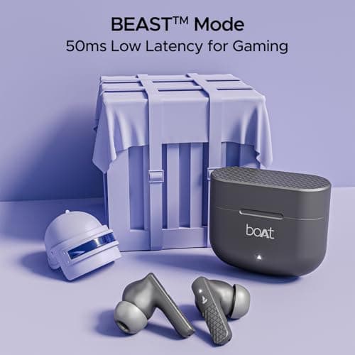 boAt Airdopes 91, 45HRS Battery, 50ms Low Latency, ENx Tech, Fast Charge, IPX4, IWP Tech, v5.3 Bluetooth Earbuds, TWS Ear Buds Wireless Earphones with mic (Mist Grey) — view 4