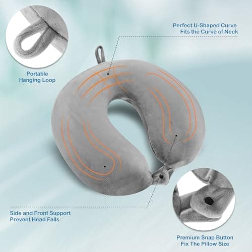 Cirorld Inflatable Travel Pillow, Blow up Neck Pillow for Travel, Lightweight Inflatable Travel Pillow for Airplane with Eye Mask and Earplugs—Travel Essentials for Flying, Grey — view 5