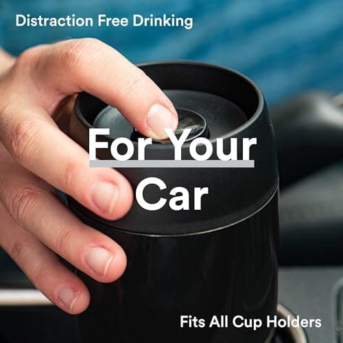 Moon 360° Travel Mugs - Leakproof Reusable Coffee Cup for Hot Drinks - Insulated Stainless Steel Thermal Mug, Fits Car Cup Holders (300ml, Powder Coat/Black) — view 6