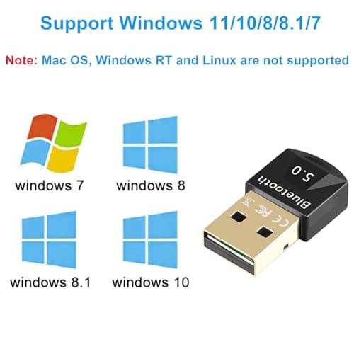 EasyULT USB Bluetooth 5.0 Adapter for PC Laptop, Wireless Bluetooth Dongle/Receiver for windows 11/10/8/8.1/7, Plug and Play, Wireless Transfer for Headset Speaker Keyboard Mouse Printer — view 4