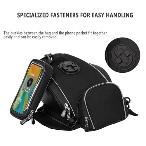 YSNFDN Motorcycle Tank Bag for Harley Davidson Softail Breakout 2013-2024, Waterproof Magnetic & Strap-On Motorcycle Fuel Tank Bag with Multi-Compartment Storage for Touring & Commuting,B — view 5