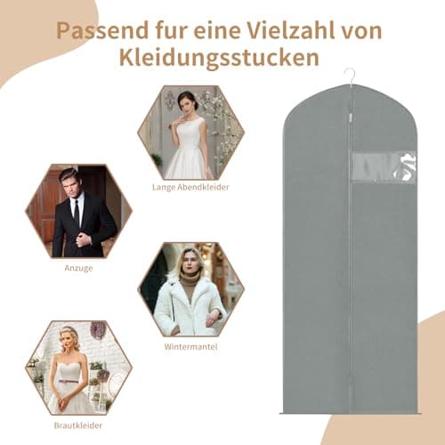Tenbrachian 2 Garment Bags & 2 Shoe Bags, 23 x 47 in Suit and Garment Covers BagsDust-Proof Clothes Covers Protector BagsMoth Proof Dress Bag with Zip, for Women Men Coat Jacket(Grey) — view 3