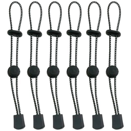 UEKPDM 6 Pack Backpack Elastic Cord with Plastic Buckle, 20cm-35cm Adjustable Bungee Straps, Trekking Pole Attachment Rucksack Ties for Hiking Camping Outdoor Use