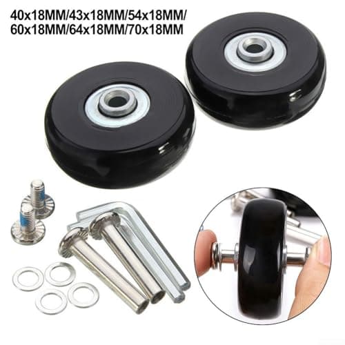 2pcs Replacement Wheels for Luggage Suitcase Repair Kit Rubber Rollers with Double Bearings (43mm*18mm) — view 4