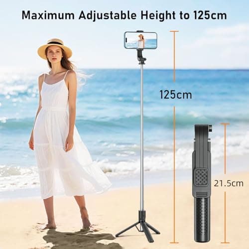 POWOMAO Selfie Stick Tripod with Fill Light,125cm Telescopic Phone Tripod — view 3