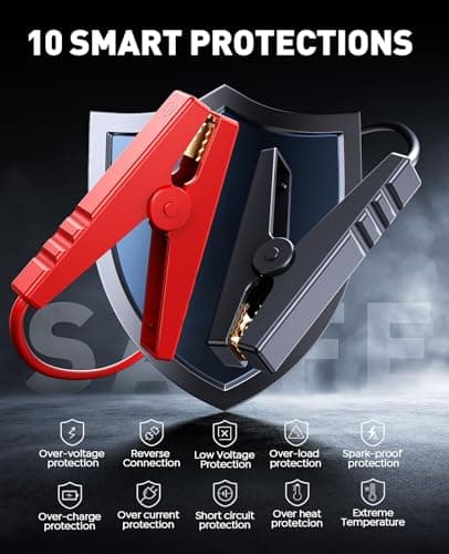 5000A Jump Starter Power Pack with 150PSI Air Compressor, Car Battery Booster Jump Starter for 12V Vehicle(Up to All Gas/9L Diesel), Jump Pack with Flashlight, Force Start, Gloves — view 6