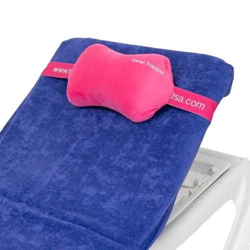 ITSA Towel Trapper | Memory Foam Travel & Beach Pillow | Sunlounger Towel Strap | Portable Pillow | Towel Gripper | Neck Support & Bum Bag (Hot Pink)