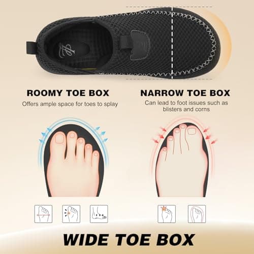 JOINFREE Mens Walking Shoes Wide Toe Box Barefoot Trainers Black — view 3