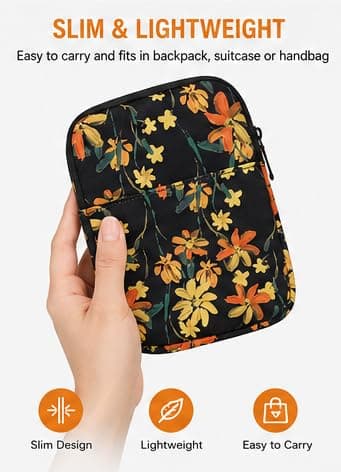 Universal 6-7" E-Reader Sleeve Bag for K-e Paperwhite Kobo Black Orchid — view 5