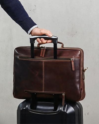 SID & VAIN Laptop Bag Simon XL Business Briefcase Real Leather 15.4 inch Laptop Portable Computer Satchel Leather Bag Women and Men — view 6