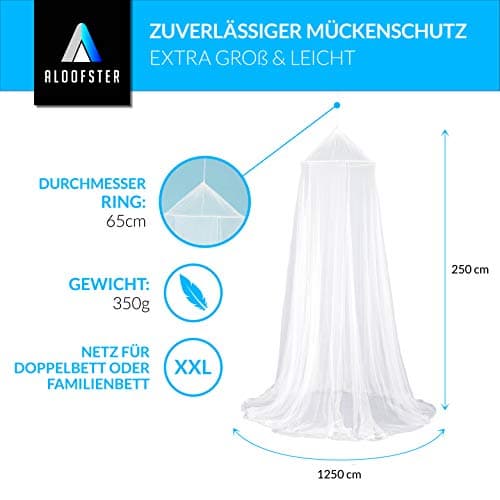 ALOOFSTER Mosquito Net - Large Mosquito Net (Over 12 Metres) with Extra Fine Mesh for Double Bed, Family Bed or Outdoor - with Travel Accessories — view 2