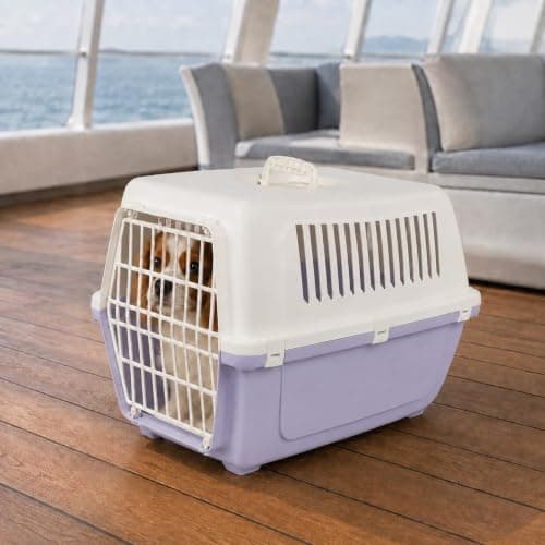 URBNLIVING Plastic Pet Carrier Dog Cat Travel Crate (Purple-Medium) — view 5