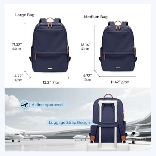 GOLF SUPAGS Laptop Backpack for Women Slim Computer Bag Work Travel College Backpack Purse Fits 14 Inch Notebook, Navy Blue — view 6