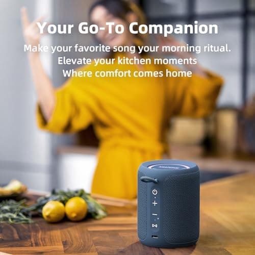 MIATONE Rush Pro Bluetooth Speaker, IPX7 Waterproof, 20W Deep Bass, 360° Sound, Switchable LED Light, TWS Compatible, Built-in Microphone, Bluetooth 5.4, Bath, PC, Festival Gifts for Man (Blue) — view 4