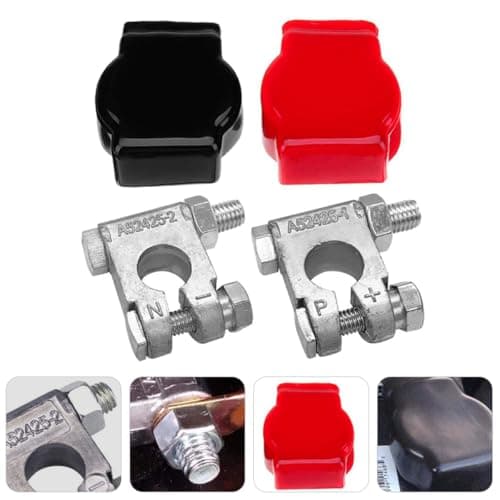 GARVALON Military-Grade Boat Battery Terminal Post Kit with Flame-Retardant Covers, Universal Car RV Marine Battery Terminal Clips Set for Positive and Negative Connections — view 3