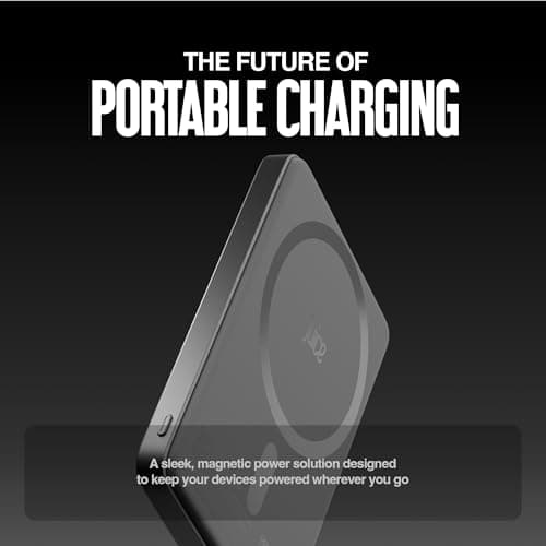 Juice Slim Power Bank, 5,000mAh Magnetic Battery Pack, Qi-Enabled 15W Max Fast MagSafe-Compatible Portable Charger, Slimline Design, for iPhone Air/17/16/15 Series - Black — view 4