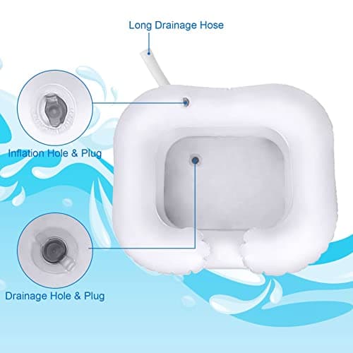 LN COZY CORNER Inflatable Hair Wash Basin, Portable Shampoo Basin for Travel & Home Use, Foldable & Leak-Proof Design, Lightweight Hair Washing Bowl for Bedridden Patients, Babies & Pets — view 5