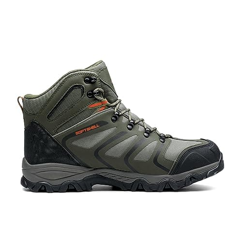 NORTIV 8 Men's Ankle High WaterproofWalking Boots,Olive/Black/Orange,10W — view 4
