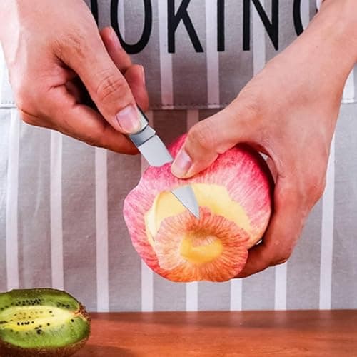 LLHQAMT Stainless Steel Foldable Fruit Knife Set, Small and Easy to Carry, Foldable Fruit Knife Suitable for Most Types of Vegetables and Fruits, Pack of 3 (Black, Green, Silver) — view 4