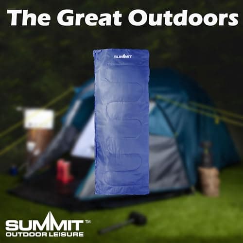 VFM e-Store - Envelope Sleeping Bag Single Stylish, Warm, Easy To Pack Camp Bag Outdoors Camping Hiking Holidays Festivals Travel - Blue Envelope — view 3