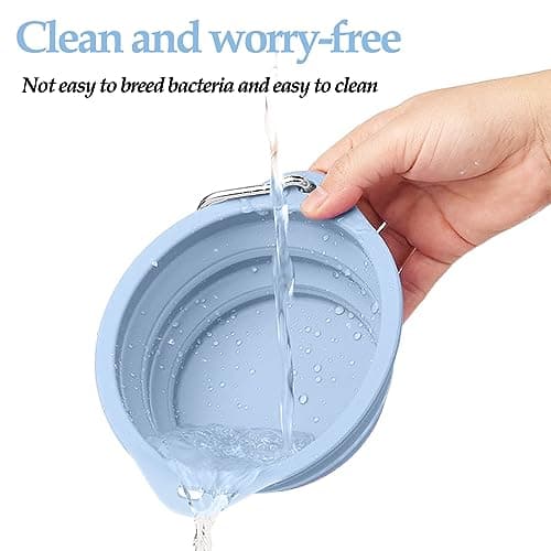Pack of 2 Foldable Travel Bowls, Leak-Proof Dog Bowls, Foldable Silicone Water Bowl for Dogs on the Go and Pets for Water and Food (Pink, Blue) — view 5