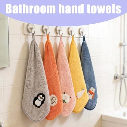 7 Pack Kids Face Towels with Cute Animal Embroidery, Soft Fingertip Towels — view 6