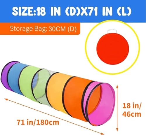 LATERN 180CM Kids Play Tunnel, 46CM Round Opening Baby Tent, Colorful Pop Up Crawl Collapsible Tent Gift for Boy Girl Pets Indoor Outdoor Backyard Game — view 4