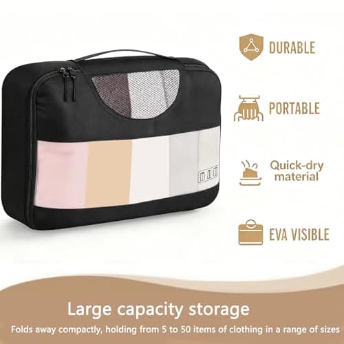 8-Piece Suitcase Organiser Set, Travel Packing Cubes, Black — view 2