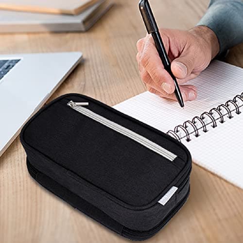 Chelory Pencil Case Large Capacity Pencil Cases Big Storage Pencil Bag Pen Pouch Holder Stationary Office Organizer for Boys Girls Teens Students School Supplies Makeup Bag Adults, Black — view 6