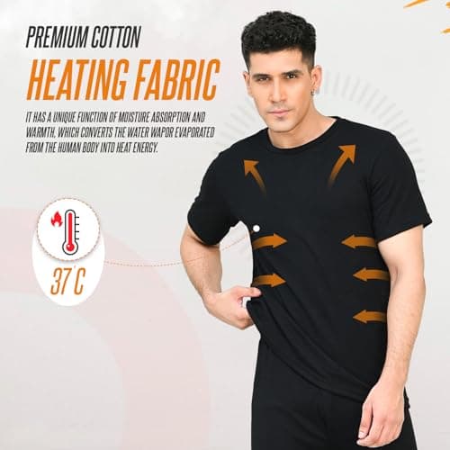 Thread Linens Men's Thermal Underwear Set Base Layer - Short Sleeve T-Shirt/Vest/Top and Long Johns For Men Ultra Soft Warm Underwear Man Body Warmer Size S-XXL (Blue, M) — view 5