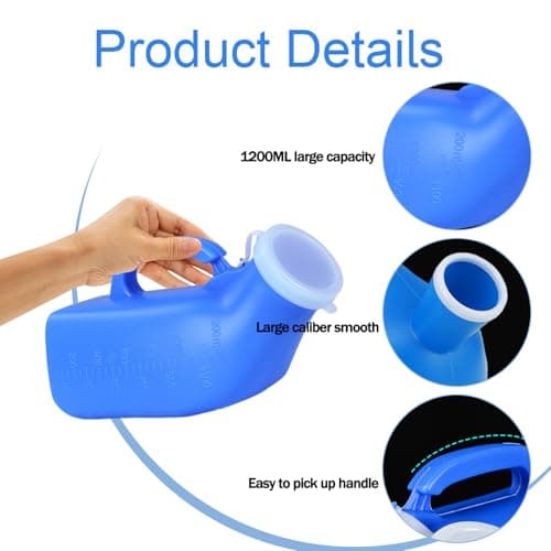 iuiiaii 2Pcs Pee Bottle for Men, Urine Bottles Male Spill Proof, 1200ml Wee Bottle for Men with Lid, Mens Urine Bottles Spill Proof in Bed, Suitable Home Hospitals and Camping Travel — view 3