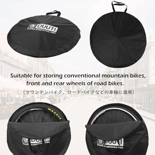TRIWONDER 2 Pack Bike Wheel Bag 26" 27.5" 29" Bicycle Wheelset Carry Handbag Travel Bag Waterproof Wheel Storage Cover for MTB Mountain Road Bike (Black, 26'') — view 5