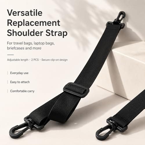 Solvind 2Pcs Adjustable Crossbody Shoulder Bag Straps, 90cm x 25mm Black Replacement Bag Belts with Quick Release Buckles, Universal DIY Accessories for Handbag Duffel Laptop Briefcase — view 3